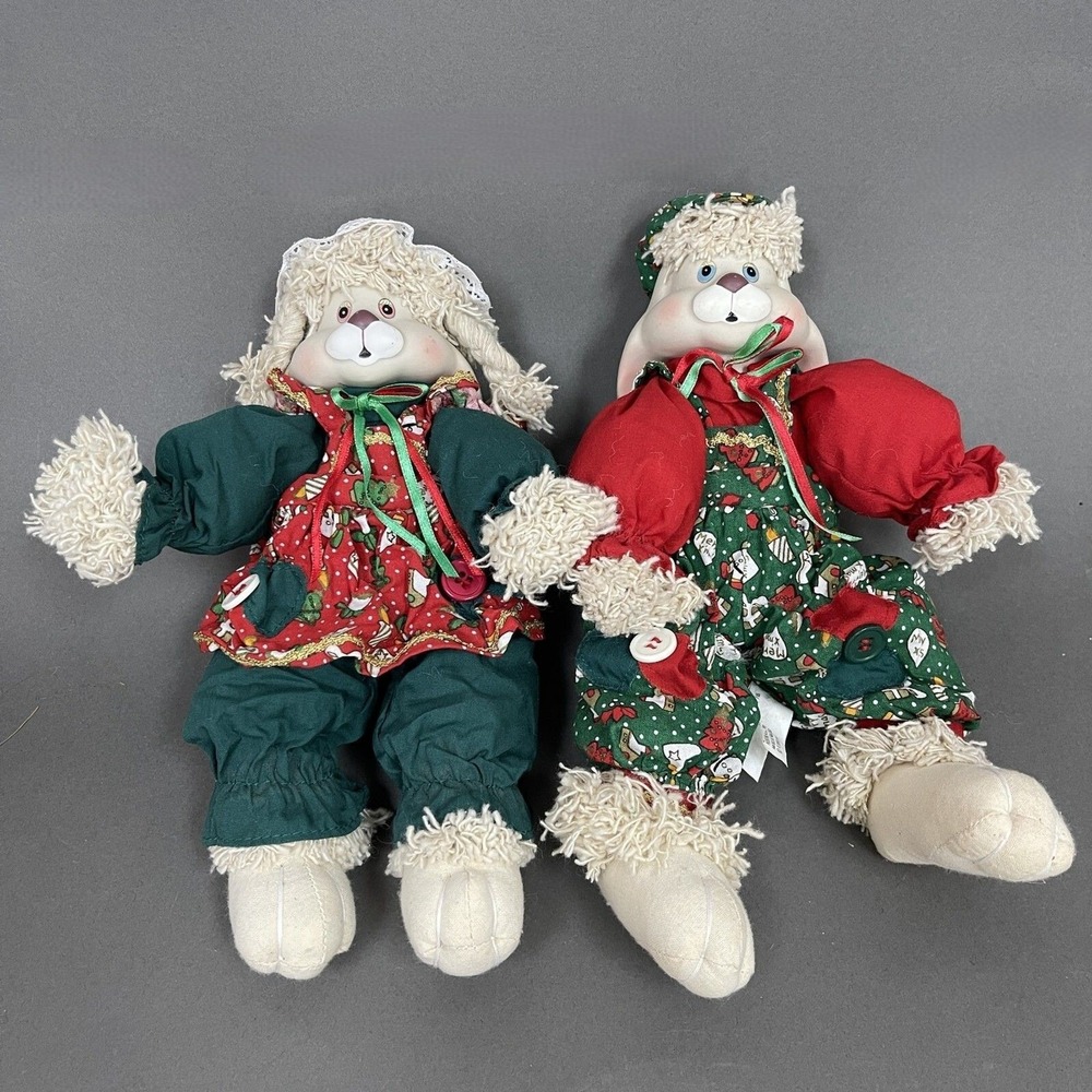 House of Lloyd Christmas Around the World Porcelain Rag Dolls Bunnies Hip & Hop